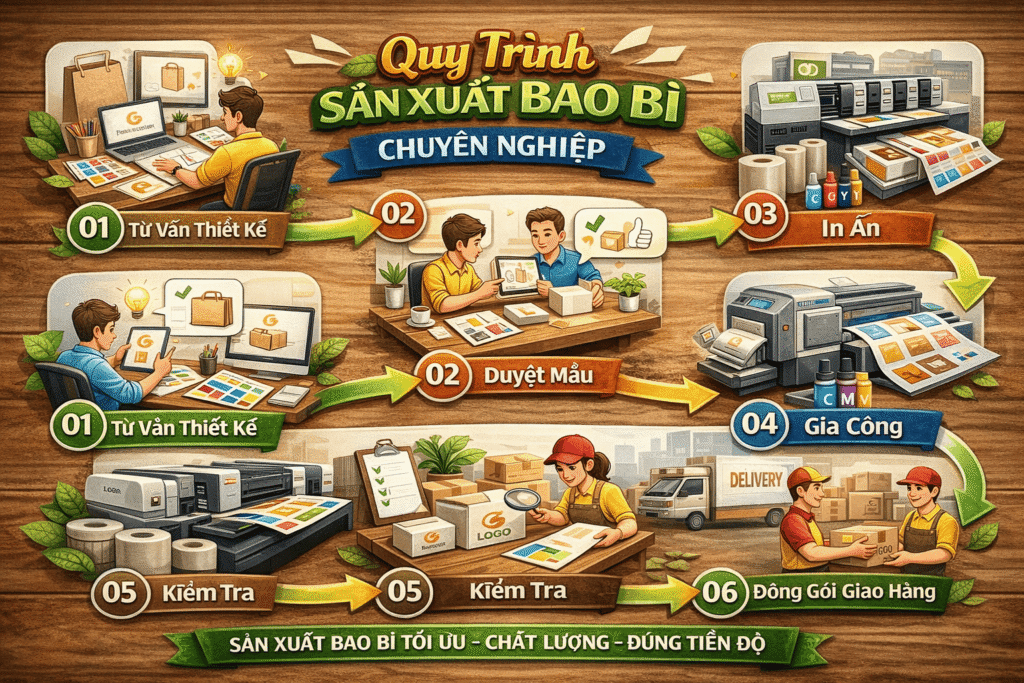 7 Bước Quy Trình Sản Xuất Bao Bì Chuyên Nghiệp
